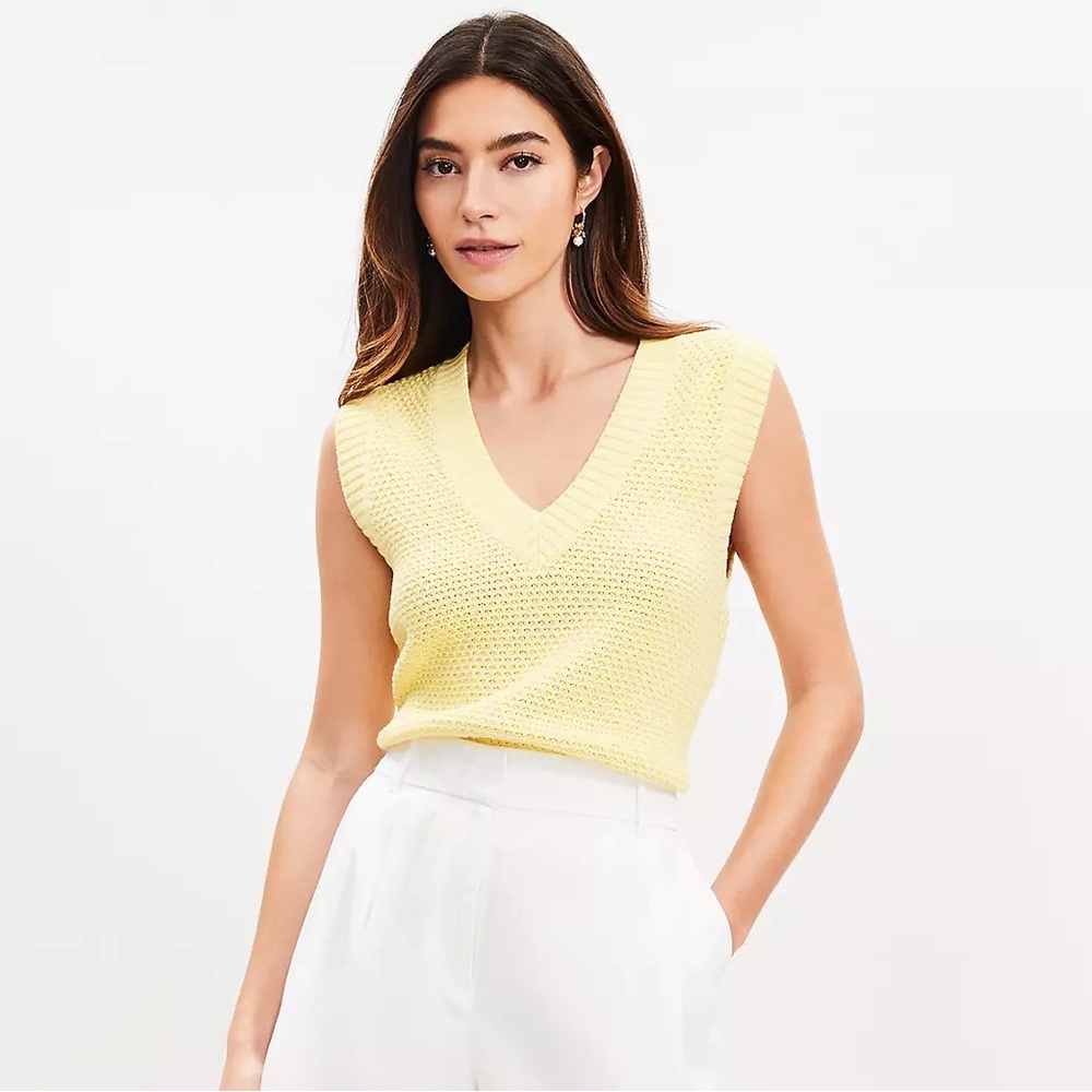 LOFT Lemon Knit V-Neck Sweater Vest